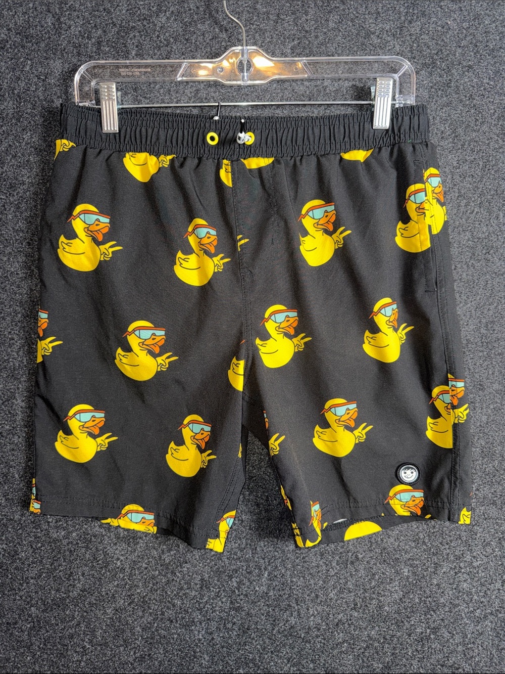 Neff Kids Swim Trunks Black with Yellow Duck Print